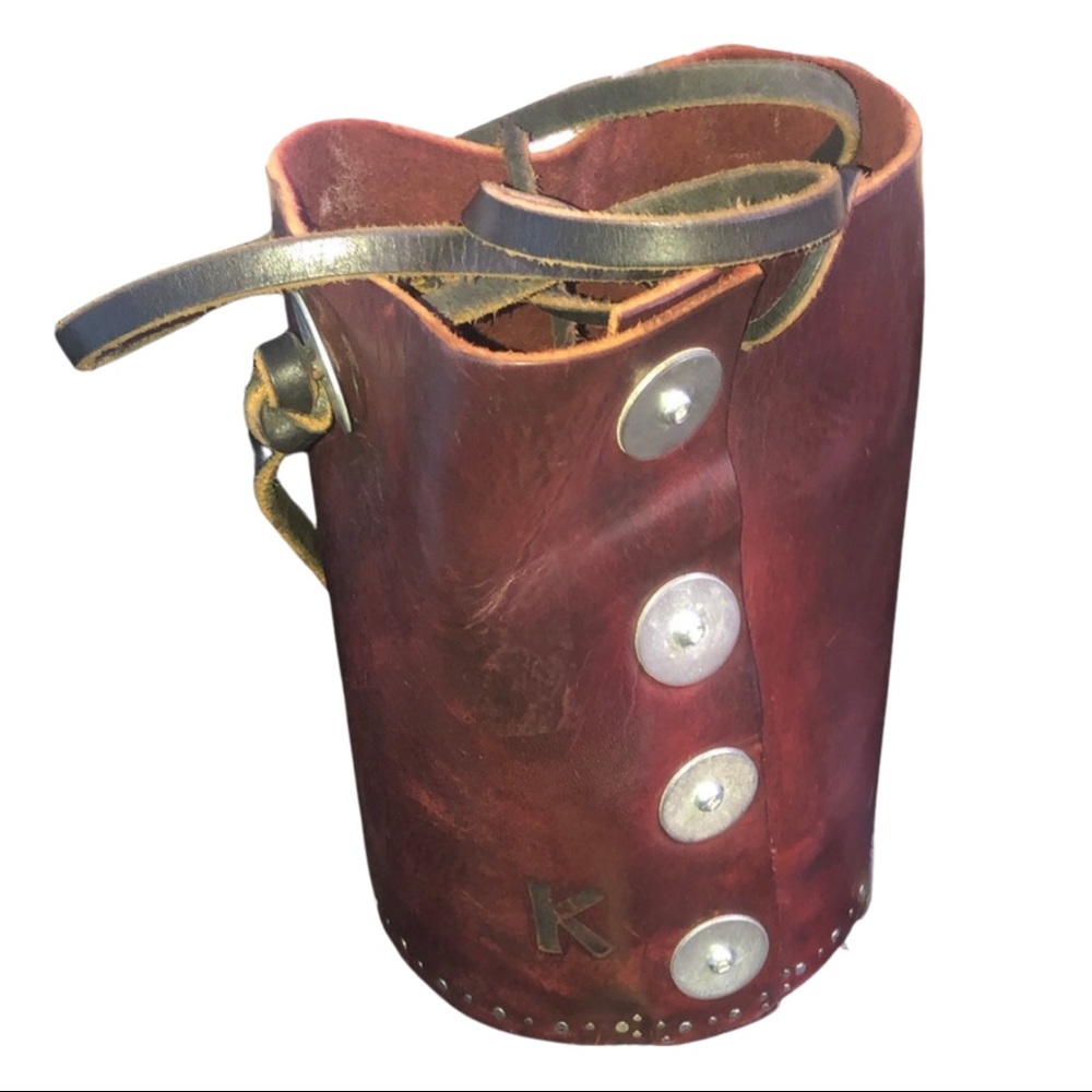 Handcrafted leather purse with initial ‘K’